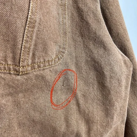 Vintage 90s Guess Workwear Jacket Mens L Brown Canvas Leather Collar Chore Coat - Picture 9 of 13